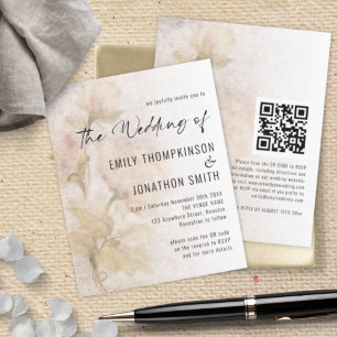 Invitation budgétaire Vintage Florals QR Code Mari