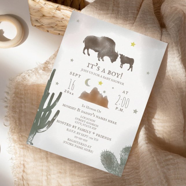 Invitation Buffalo Bison Desert Cactus Baby shower (Créateur téléchargé)
