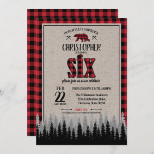 Invitation Buffalo Check Lumberjack Boy 6e anniversaire