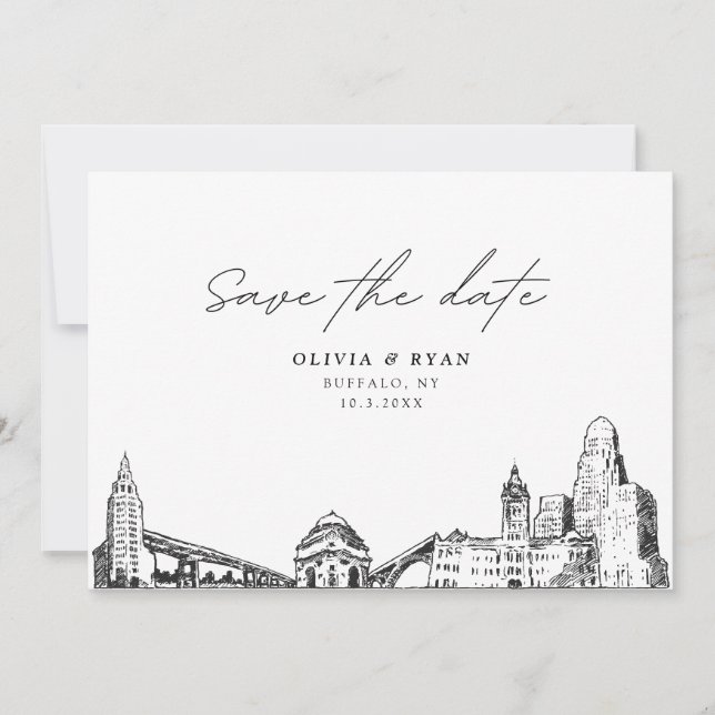 Invitation Buffalo NY Wedding Save the Date Modern (Devant)