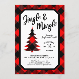 Invitation Buffalo Plaid Jingle et Mingle Holiday Party