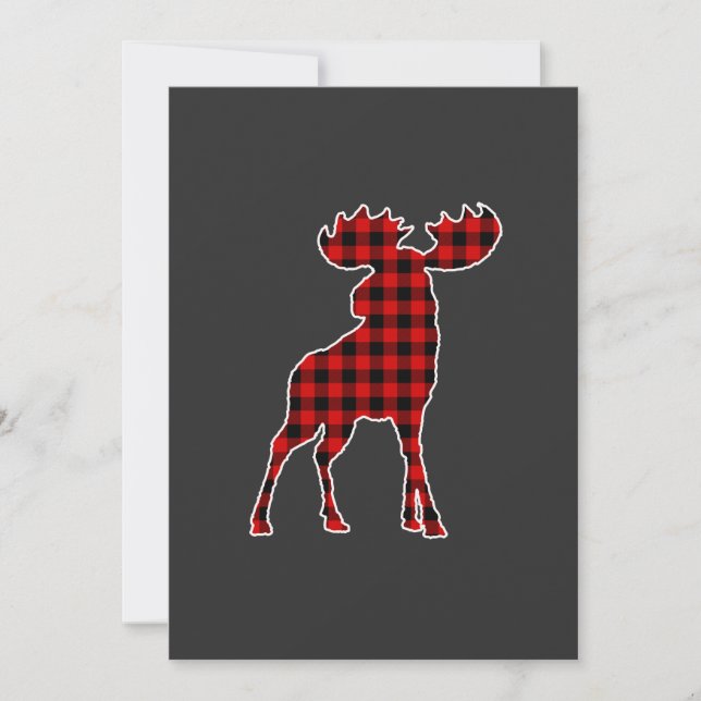 Invitation Buffalo Plaid Moose Christmas Cadeau (Devant)