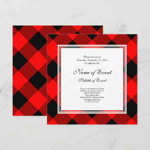 Invitation Buffalo Plaid Red and Black Christmas Party