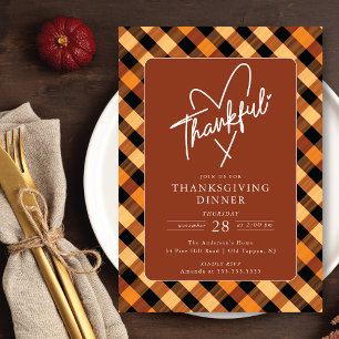 Invitation Buffalo Plaid Thanksgiving Dîner