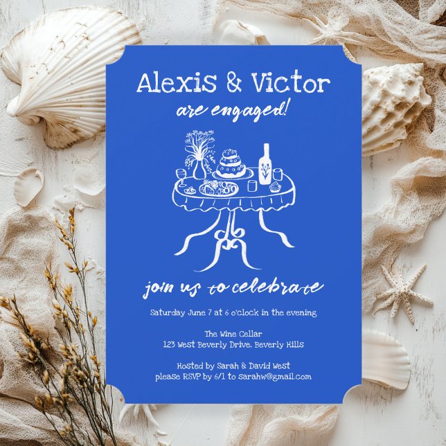 Invitation Buffet blanc DInner personnalisation de l'engageme (Whimsical Sketch Buffet DInner Custom Engagement Party Invitation
)