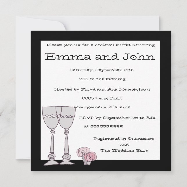Invitation Buffet cocktail en noir et blanc (Devant)