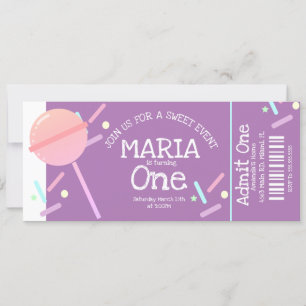 Invitation Buffet sucré Bonbons Anniversaire Ticket Party