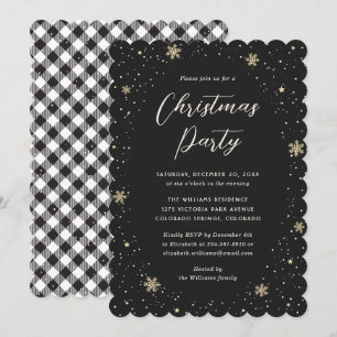 Invitation Buffle noir blanc Plaid Christmas Party