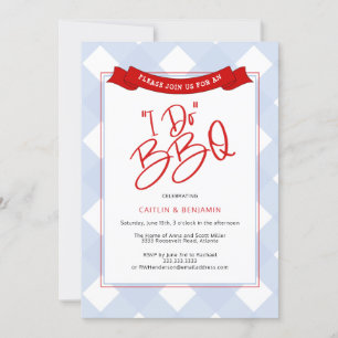 Invitation Buffle rouge bleu Plaid I Do BQ Fête des mariées I