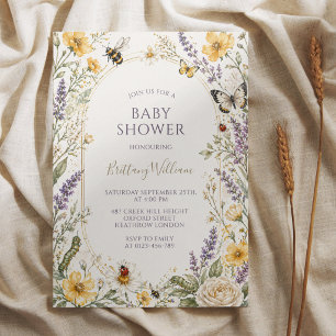 Invitation Bugs Butterflies et Baby Shower Wildflower Bébé