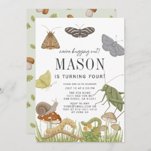 Invitation Bugs & Insectes Champignons Garçon Anniversaire