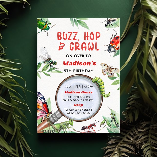 Invitation Bugs & Insectes Vintage Garçon fête d'anniversaire (Créateur téléchargé)