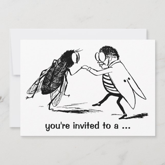 Invitation Bugs vintages Fly Insects Danser Anniversaire Fête (Devant)