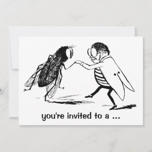 Invitation Bugs vintages Fly Insects Danser Anniversaire Fête