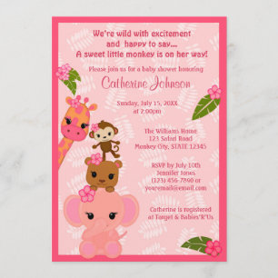 Invitation Bulbble Gum Jungle Baby Show-Invitations FILLE