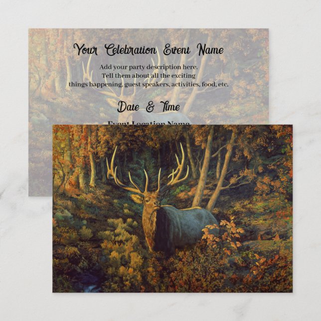Invitation Bull Elk dans la forêt d'automne (Devant / Derrière)