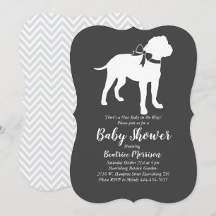 Invitation Bull Mastiff Baby shower chien genre neutre