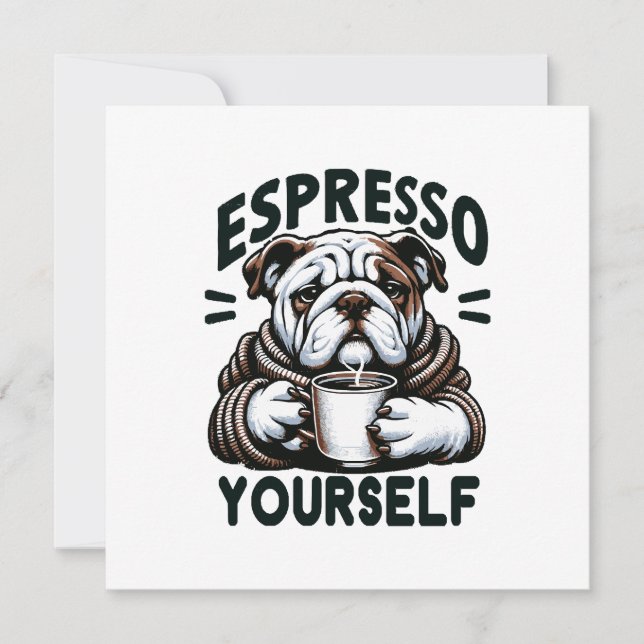 Invitation Bulldog Espresso Chaud - Café Confortable  (Devant)
