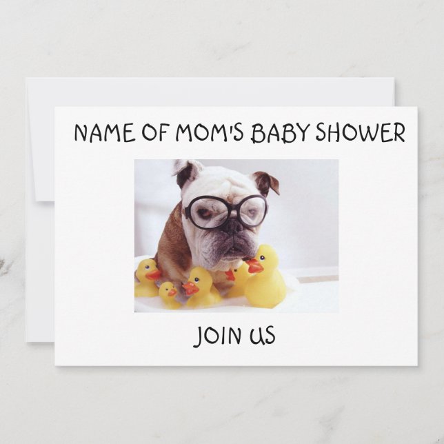 INVITATION BULLDOG ET DUCKIES EN CAOUTCHOUC BABY SHOWER INVIT (Devant)