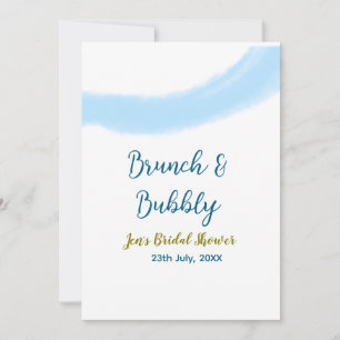 Invitation Bulle d'aquarelle dorée bleue et thème de mariage
