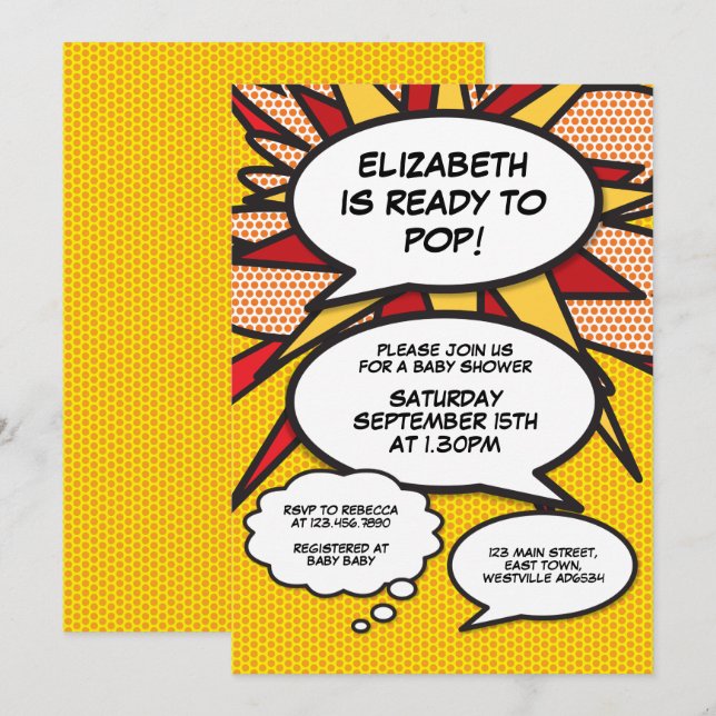 Invitation Bulle de discours amusante pour une baby shower mo (Devant / Derrière)