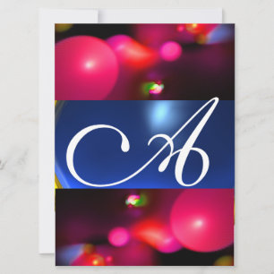 Invitation BULLE DE QUANTUM MONOGRAMME rouge bleu