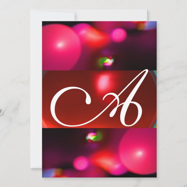 Invitation BULLE DE QUANTUM MONOGRAMME rouge noir rose (Devant)