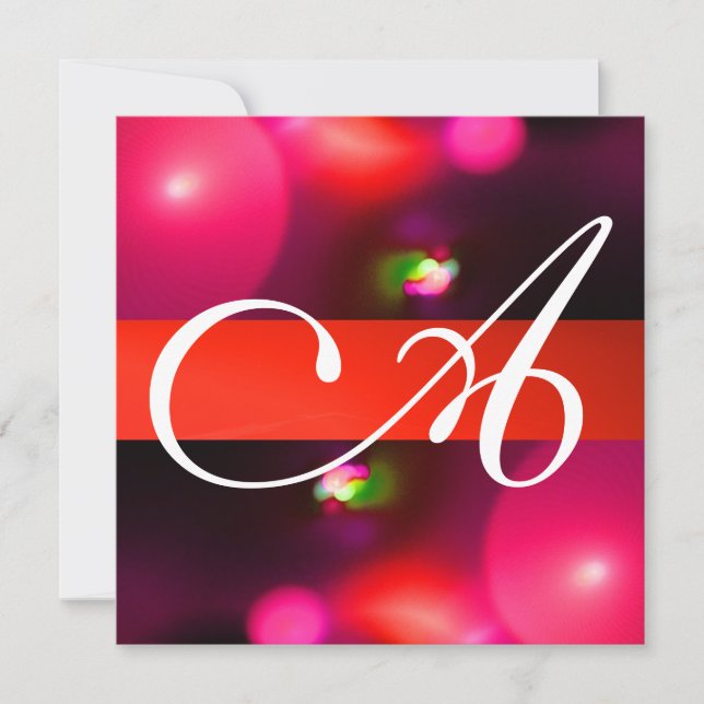Invitation BULLE DE QUANTUM MONOGRAMME rouge noir rose (Devant)