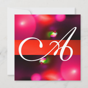 Invitation BULLE DE QUANTUM MONOGRAMME rouge noir rose