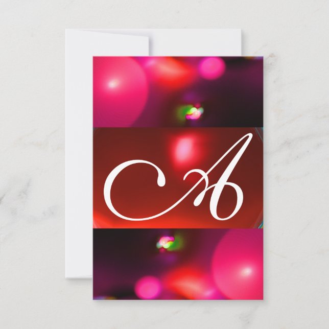 Invitation BULLE DE QUANTUM MONOGRAMME rouge noir rose rsvp (Devant)
