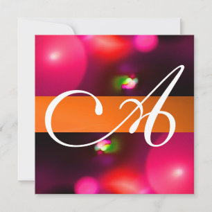 Invitation BULLE DE QUANTUM MONOGRAMME rouge orange