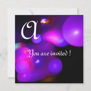 Invitation BULLE DE QUANTUM MONOGRAMME VIOLET noir rose