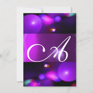 Invitation BULLE DE QUANTUM MONOGRAMME  violet rsvp