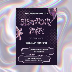 Invitation Bulle métallisée violet Y2K 