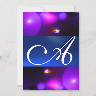 Invitation Bulle quantique monogramme violet bleu