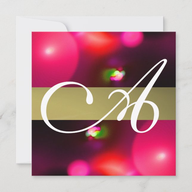 Invitation BULLE QUANTUME MONOGRAM gris rouge (Devant)