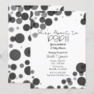 Invitation Bulles à pois noirs et blancs Elle est sur le poin