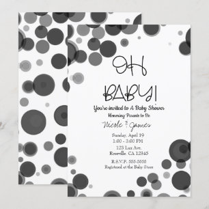 Invitation Bulles à pois noirs et blancs OH BÉBÉ Shower