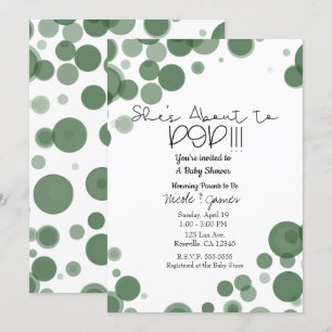 Invitation Bulles à pois verts et blancs Elle est sur le poin