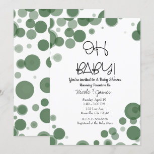 Invitation Bulles à pois verts et blancs OH BÉBÉ Shower