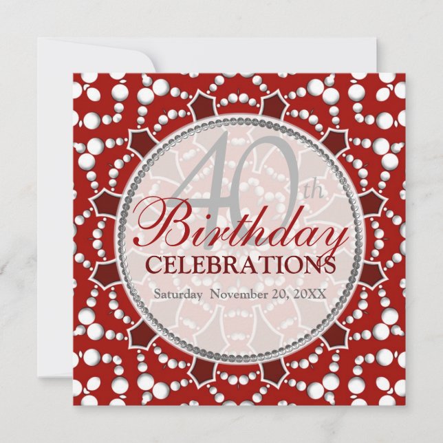 Invitation Bulles Anniversaire Rouge+Blanc Célébra (Devant)