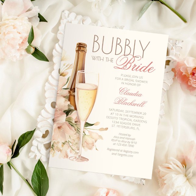 Invitation Bulles Avec La Mariée Champagne Enterrement De Vie (Créateur téléchargé)