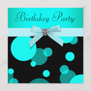 Invitation Bulles Bleu Canard Fête d'Anniversaire Tout Nombre