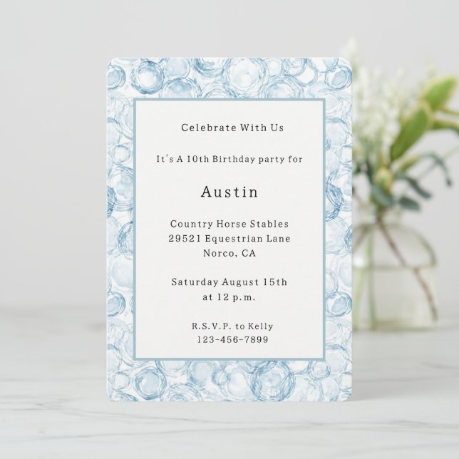 Invitation Bulles Bleues Anniversaire (Debout devant)
