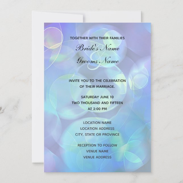 Invitation Bulles bleues modernes Fractal Abstract Design (Dos)