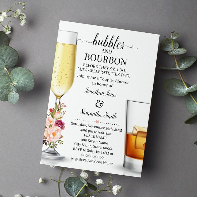 Invitation Bulles & Bourbon avant de faire wedding shower ros (Créateur téléchargé)