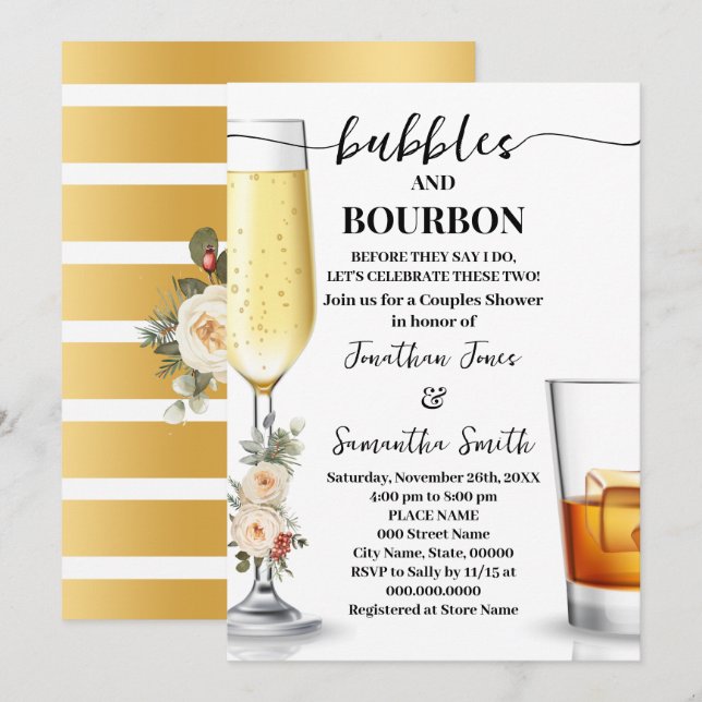 Invitation Bulles & Bourbon Before I do Douche d'hiver (Devant / Derrière)