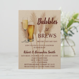 Invitation Bulles & Brews Couples Wedding shower Pampas