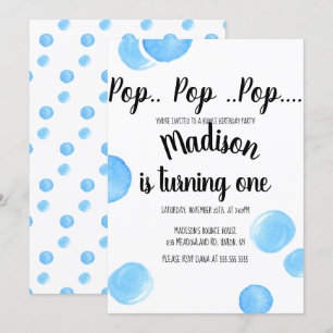 Invitation Bulles d'aquarelle Pop Pop Pop Anniversaire