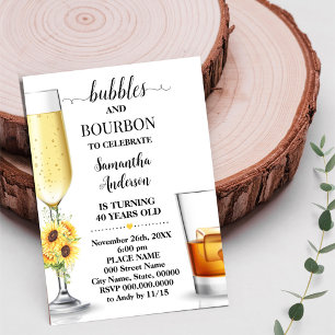 Invitation Bulles de tournesol et Adultes bourbon Anniversair